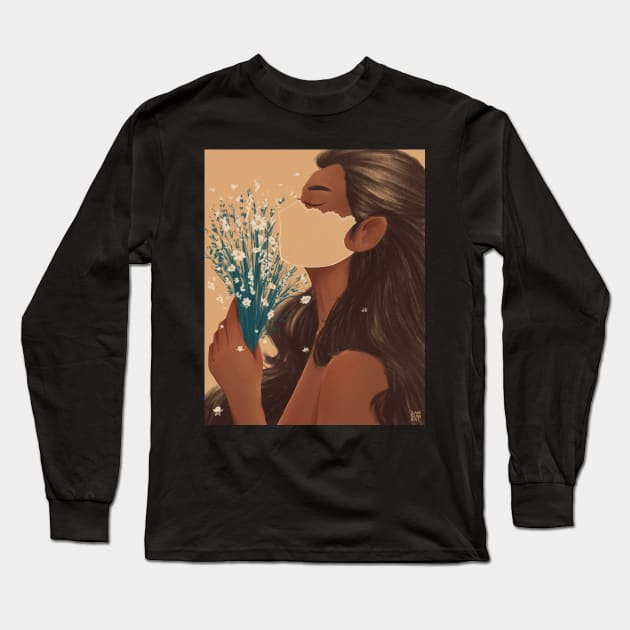 Daisies Long Sleeve T-Shirt by samsum.art